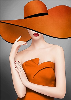 Алмазная мозаика картина стразами Дама в красной шляпе, 30х40 см