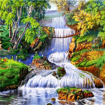 Алмазная мозаика картина стразами Водопад, 30х30 см