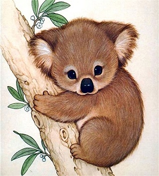 Алмазная мозаика картина стразами Коричневая коала, 15х20 см