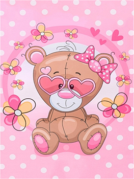 Алмазная мозаика картина стразами Мишка Тедди в очках, 15х20 см