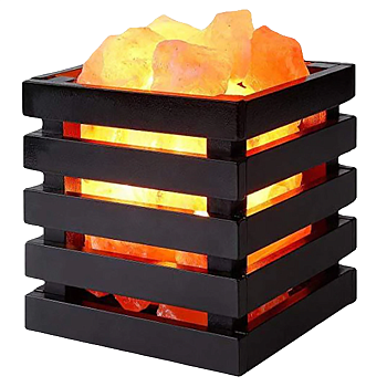 Солевая лампа Квадратная деревянная корзина Himalayan Salt Lamp Wooden Basket Sqaure