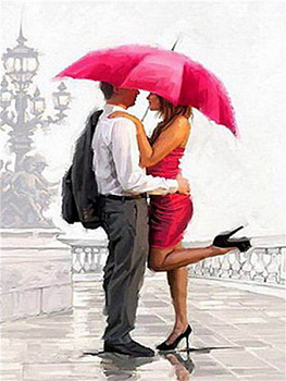 Алмазная мозаика картина стразами Влюблённые под зонтом, 40х50 см