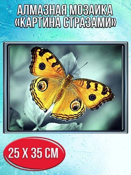Алмазная мозаика картина стразами Бабочка Павлиний глаз, 30х40 см