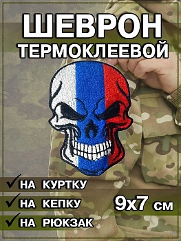 Шеврон - нашивка термоклеевая Череп, 7х9 см