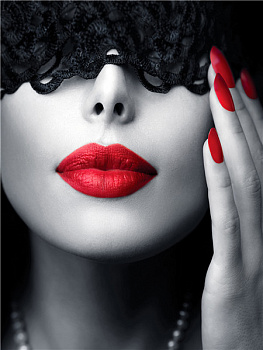 Алмазная мозаика картина стразами Девушка в маске, 40х50 см