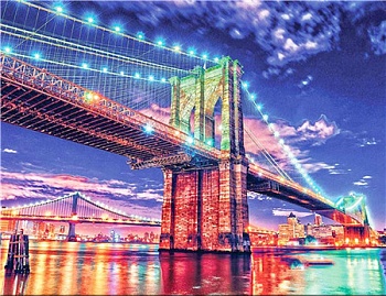 Алмазная мозаика картина стразами Бруклинский мост, 40х50 см
