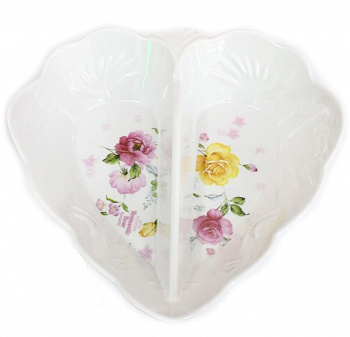 Блюдо для сервировки закусок и фруктов с двумя секциями Сердце