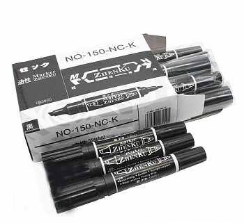 Двусторонний чёрный маркер ZhenKu NO-150-NC-K, 10 шт