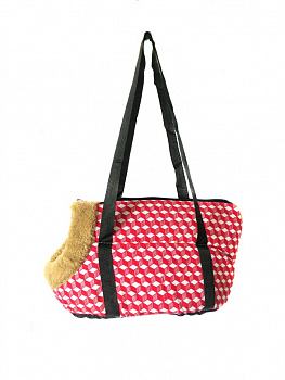 Сумка-переноска для собак с меховой отделкой Кубики