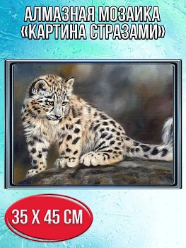 Алмазная мозаика картина стразами Детёныш леопарда, 40х50 см