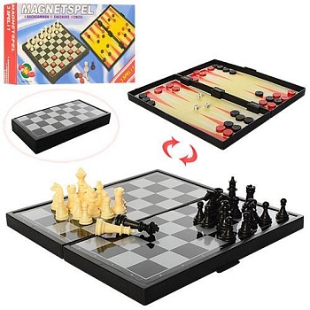Настольная игра 3 в 1 Шахматы, Шашки, Нарды (магнитные)