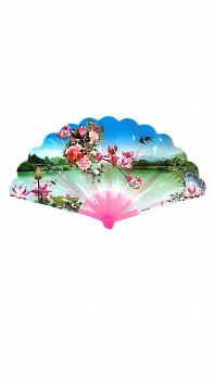 00030064 Складной детский пластиковый веер с рисунком, 23 см