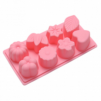 00028916 Силиконовая форма для выпечки, желе и других десертов Ассорти, 8 ячеек, 23х12 см