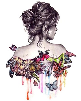 Алмазная мозаика картина стразами Девушка с бабочками, 40х50 см