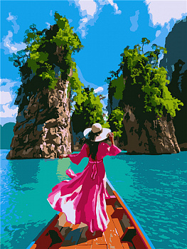 Алмазная мозаика картина стразами Девушка в лодке, 40х50 см Алмазная мозаика картина стразами Девушка в лодке, 40х50 см