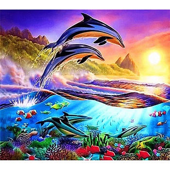 Алмазная мозаика картина стразами Два дельфина, 30х40 см