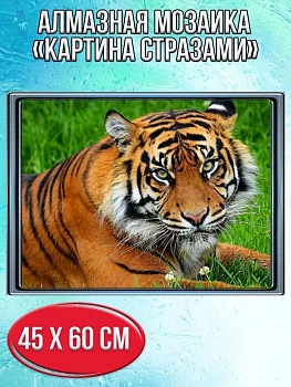 Алмазная мозаика картина стразами Тигр, 50х65 см