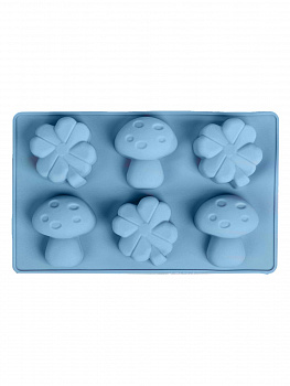 00028927 Силиконовая форма для выпечки, желе и других десертов Грибы и цветы, 6 ячеек,  27,5х17 см