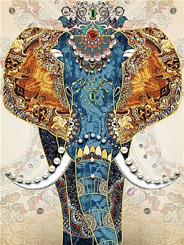 Алмазная мозаика картина стразами Индийский слон, 30х40 см