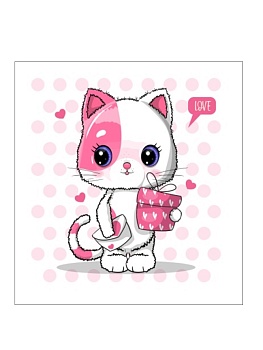 Алмазная мозаика картина стразами Кот с подарком, 15х20 см