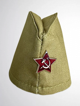00028503 Военная пилотка со звездой + георгиевская лента в подарок, 10 шт