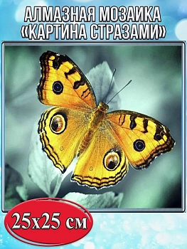 Алмазная мозаика картина стразами Бабочка,30х30 см