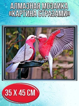 Алмазная мозаика картина стразами Неразлучники, 40х50 см