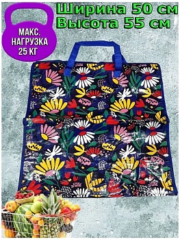 00039861 Двухслойная прочная хозяйственная сумка на молнии, 50х25х55 см