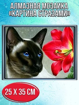 Алмазная мозаика картина стразами Сиамская кошка, 30х40 см