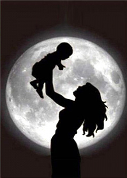 Алмазная мозаика картина стразами Силует девушки с ребёнком, 30х40 см