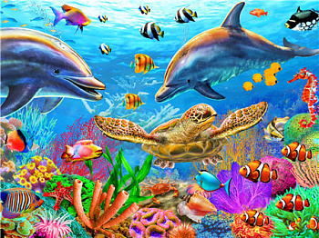 Алмазная мозаика картина стразами Подводный мир, 50х65 см