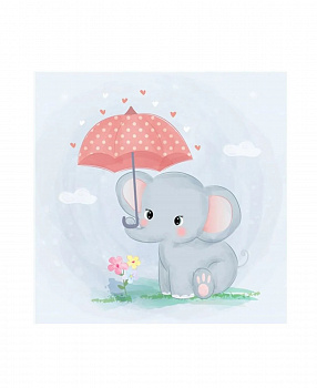 Алмазная мозаика картина стразами Слонёнок с зонтиком, 30х30 см Алмазная мозаика картина стразами Слонёнок с зонтиком, 30х30 см