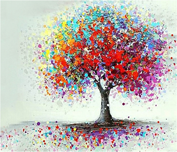 Алмазная мозаика картина стразами Разноцветное дерево, 15х20 см