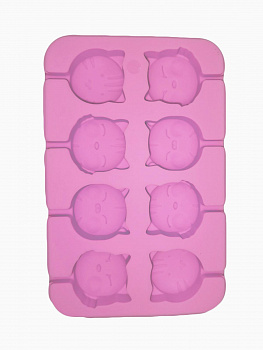 00028939 Силиконовая форма для конфет на палочке Котята  8 ячеек