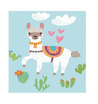 Алмазная мозаика картина стразами Альпака с кактусами, 15х20 см Алмазная мозаика картина стразами Альпака с кактусами, 15х20 см