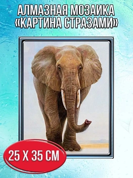 Алмазная мозаика картина стразами Слон, 30х40 см