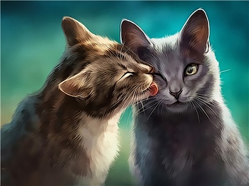 Алмазная мозаика картина стразами Два котика, 30х40 см Алмазная мозаика картина стразами Два котика, 30х40 см