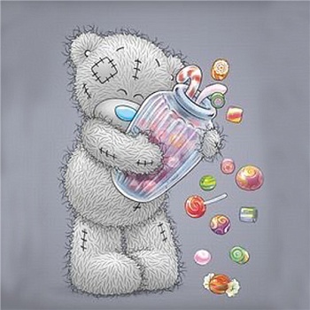 Алмазная мозаика картина стразами Мишка Тедди с леденцами, 30х30 см Алмазная мозаика картина стразами Мишка Тедди с леденцами, 30х30 см