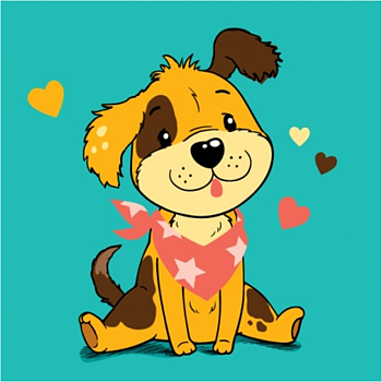 Алмазная мозаика картина стразами Щенок с сердечками, 15х20 см Алмазная мозаика картина стразами Щенок с сердечками, 15х20 см