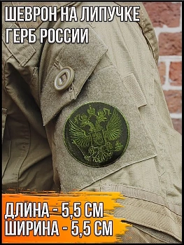 Шеврон круглый на липучке Герб России, 5.5 см