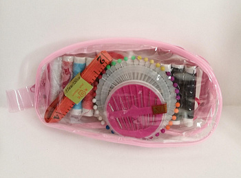 Компактный набор для шитья в прозачной сумочке, 17х9х3 см