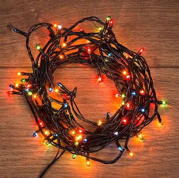Разноцветная электрическая гирлянда-нить с контроллером Микролампы, 135 ламп 5 м