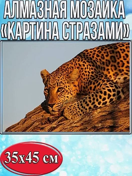 Алмазная мозаика картина стразами Леопард, 40х50 см