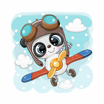 Алмазная мозаика картина стразами Панда - пилот, 30х30 см Алмазная мозаика картина стразами Панда - пилот, 30х30 см