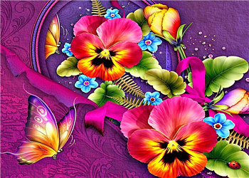 Алмазная мозаика картина стразами Анютины глазки, 40х50 см Алмазная мозаика картина стразами Анютины глазки, 40х50 см