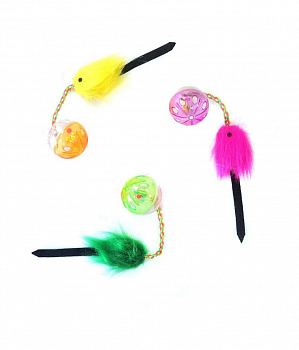 00021781 Набор игрушек для кошек Шарики-погремушки с хвостиком, 3 шт