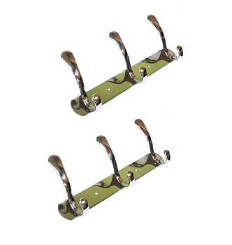 Настенная хромированная планка с тремя крючками Настенная хромированная планка с тремя крючками