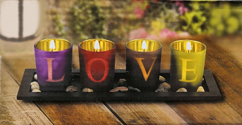 Декоративный набор свечей на подставке Love