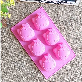 Силиконовая форма для выпечки, желе и других десертов Hello Kitty, 6 ячеек