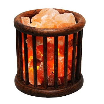 Солевая лампа Круглая деревянная корзина Himalayan Salt Lamp Wooden Basket Round
